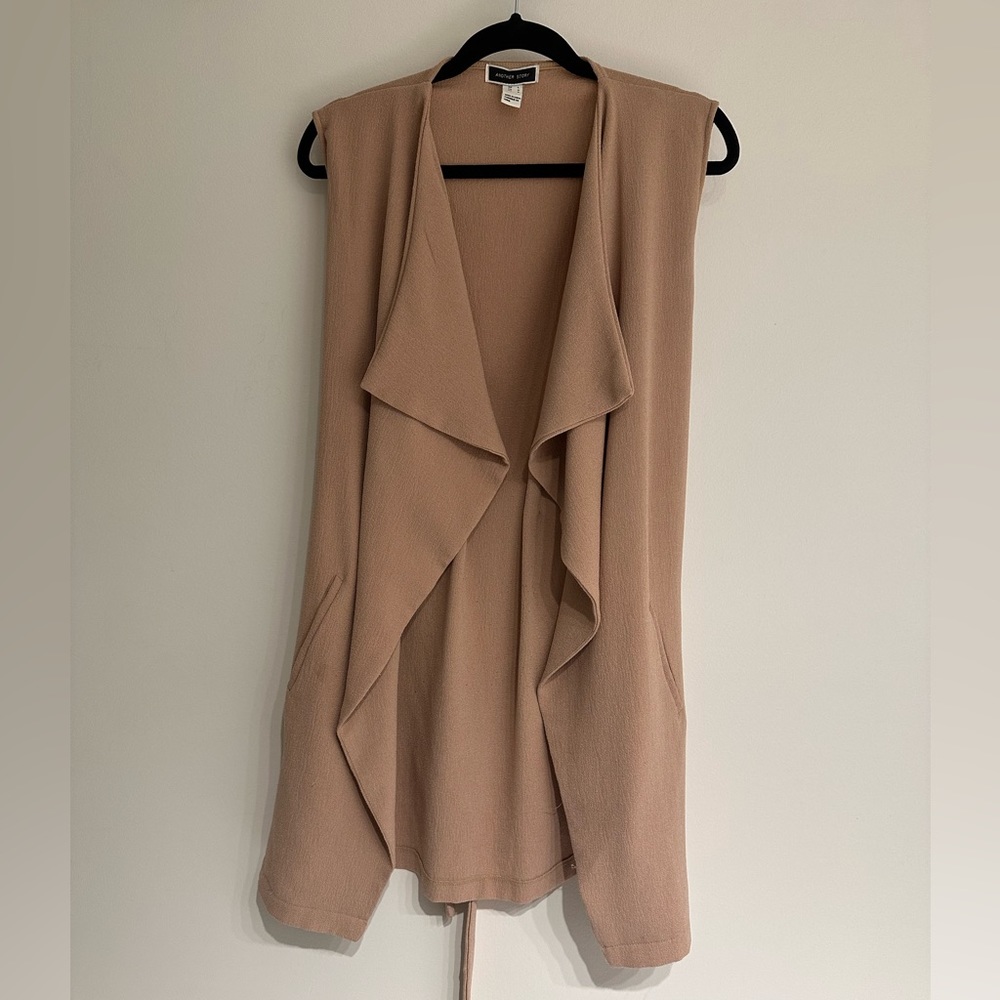 Blush pink vest with tie waist